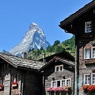 Zicht op de Matterhorn vanuit Zermatt, Alpen, Wallis, Zwitserland
<BR><BR>Zie ook www.arterra.be</P>